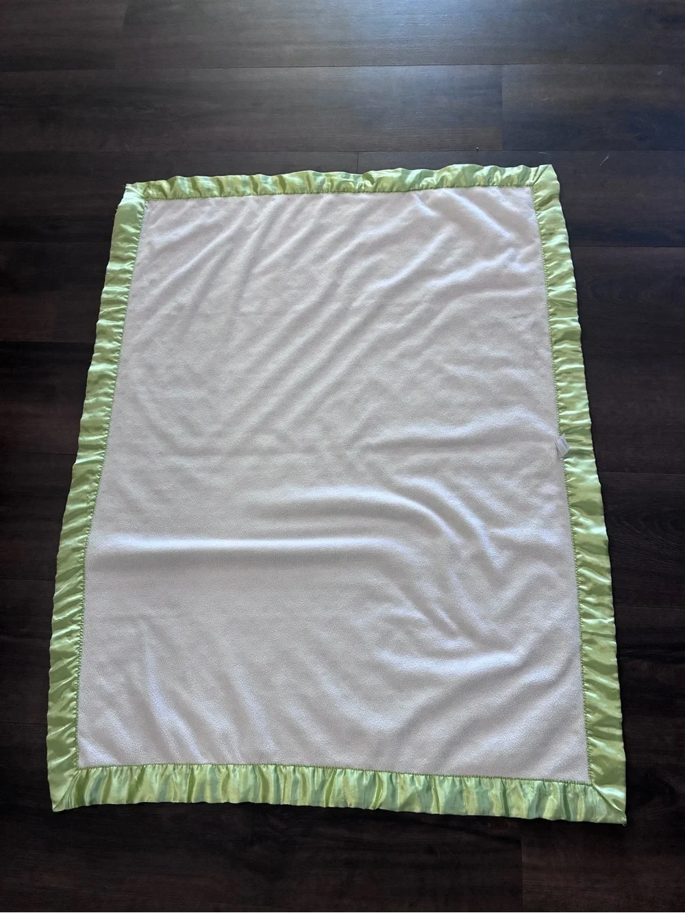 Carter’s Child of Mine Baby Blanket Green Polka Dot Minky Satin Edge 30x40